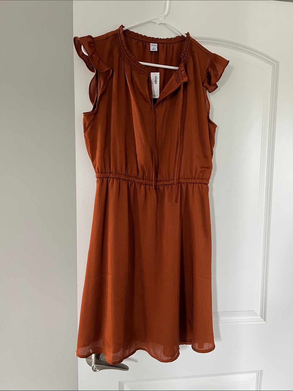 Women's Rust Ruffle Sleeve Dress - Unbranded